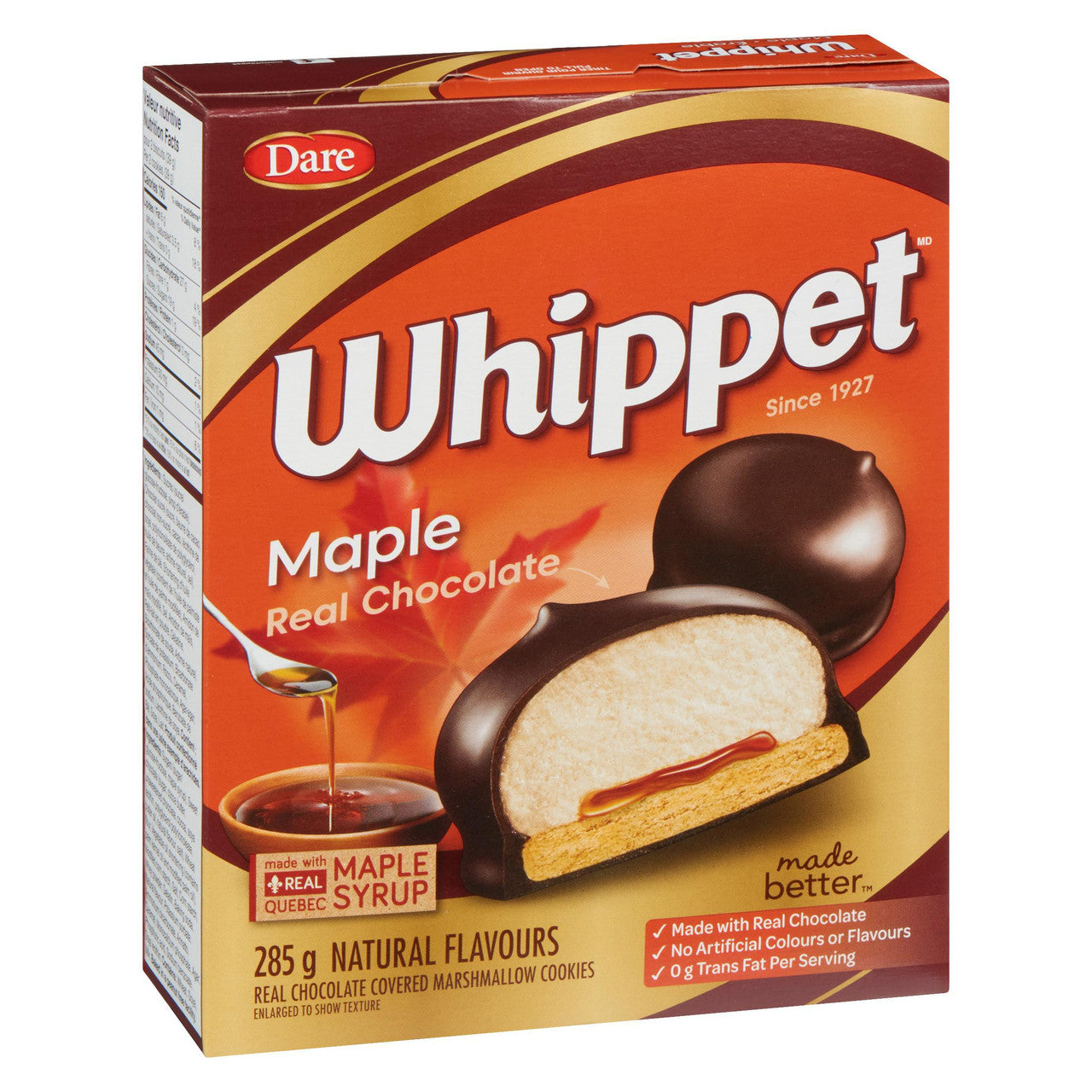 Dare Whippet Marshmallow Maple Cookies, 285g/10 oz., 1 Box, {Imported from Canada}